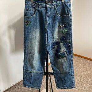 South Pole Baggy Fit Blue Jeans with Patches